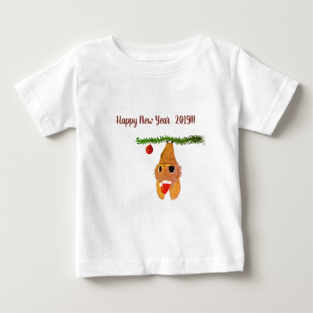 Happy New Year Baby Bat Cute  Shirt (Front)