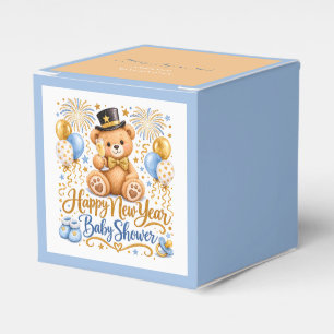 Happy New Year Baby Shower Teddy Bear Favour Box