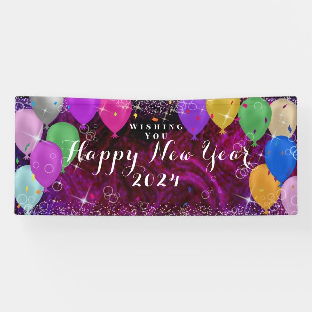 Happy New Year Balloon Banner (Horizontal)