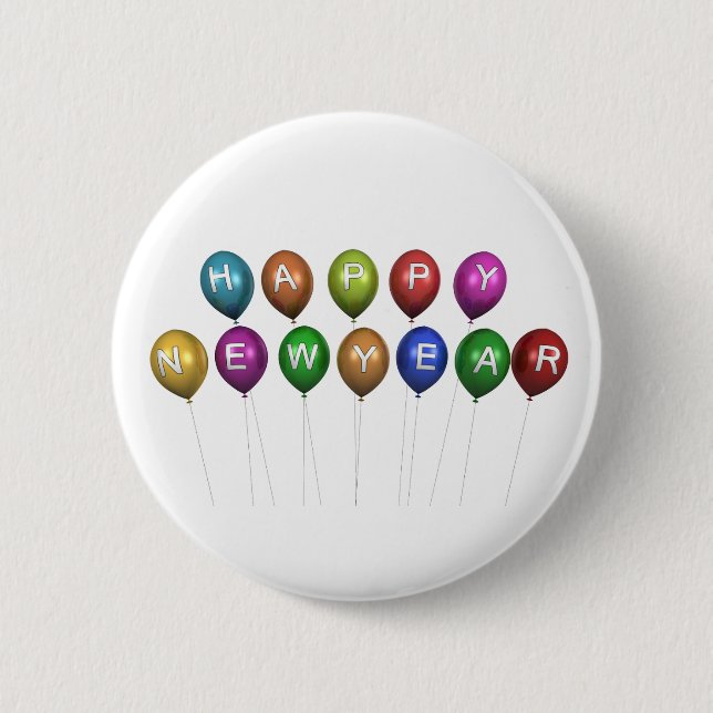 Happy New Year Balloon Button (Front)