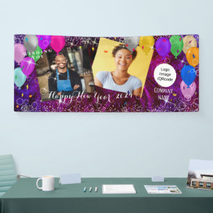Happy New Year Balloon Photo Banner