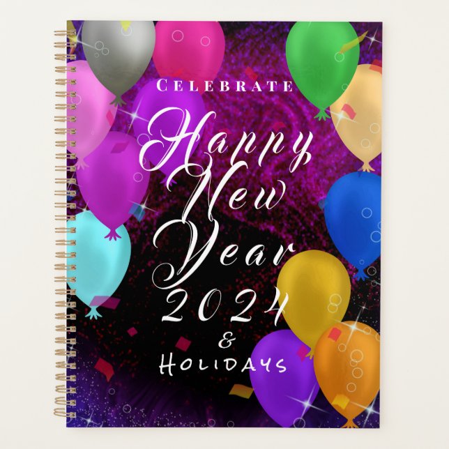 Happy New Year Balloon Planner (Front)