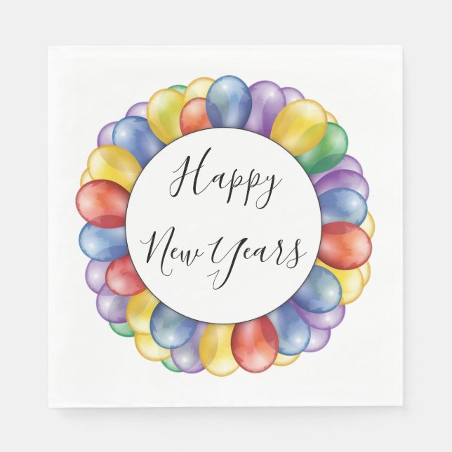 Happy New Year Balloons Napkin (Front)