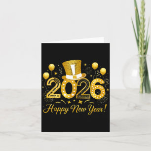 Happy New Year Balloons Party 2026 Together Family Card