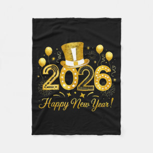 Happy New Year Balloons Party 2026 Together Family Fleece Blanket
