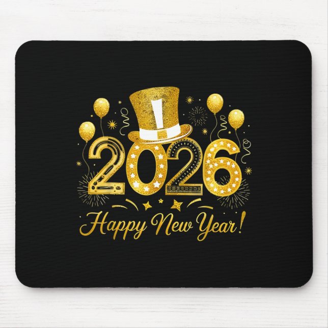 Happy New Year Balloons Party 2026 Together Family Mouse Pad (Front)