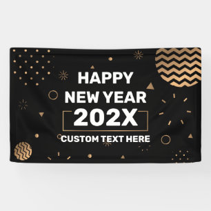 HAPPY NEW YEAR banner black & gold