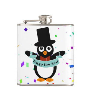 Happy New Year Banner Vinyl Wrapped Flask