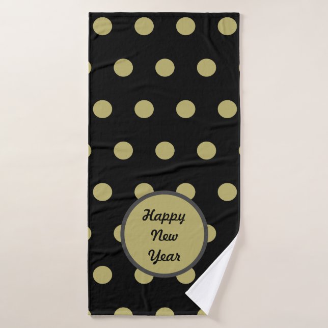 Happy New Year Bath Towel (Black & Gold) (Bath Towel)