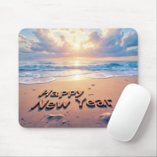 Happy New Year Beach Text Mouse Pad