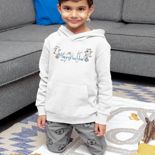 Happy New Year Between Kittens Balanced On A Yarn  (Happy New Year Between Kittens Balanced On A Yarn Hoodie)