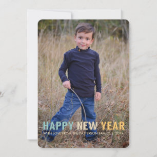 Happy New Year Big Bold & Retro Photo Greeting Holiday Card