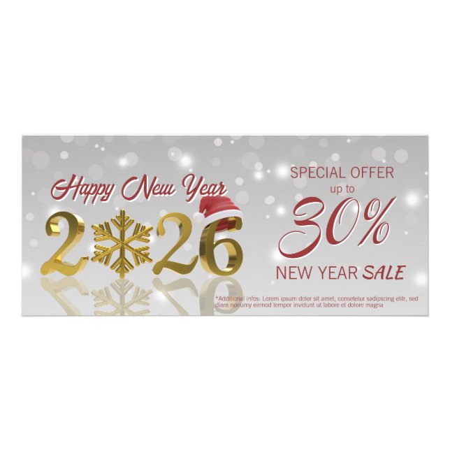 Happy New Year Big Gold 2026 | Logo Discount Card (Front)