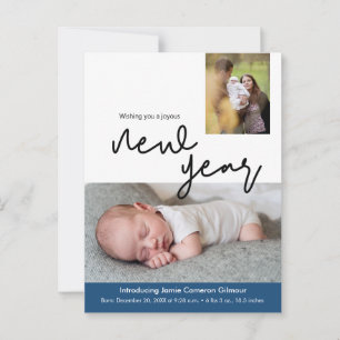 Happy New Year Birth announcement Postcard