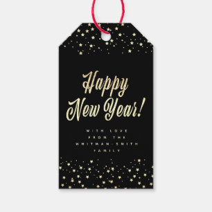 Happy New Year Black Gift Tags