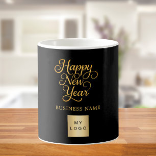 Happy New Year black gold business logo Coffee Mug