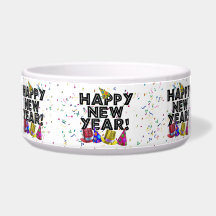 Happy New Year - Black Text with Party Hats