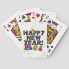 Happy New Year - Black Text with Party Hats