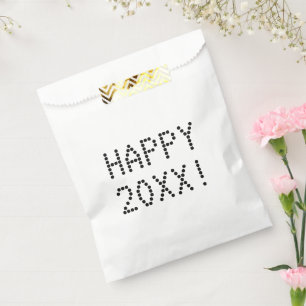 Happy New Year black white custom number modern  Favour Bag