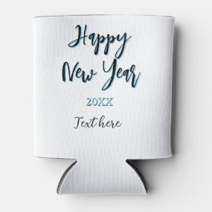 Happy new year blue black bold simple year stylish can cooler