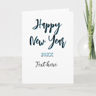 Happy new year blue black bold simple year stylish card