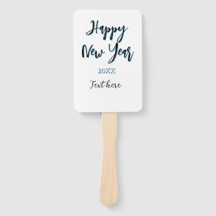 Happy new year blue black bold simple year stylish hand fan