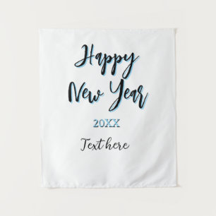 Happy new year blue black bold simple year stylish tapestry