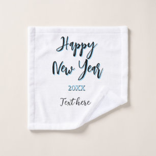 Happy new year blue black bold simple year stylish wash cloth