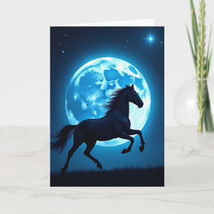 Happy New Year Blue Moon Horse Card