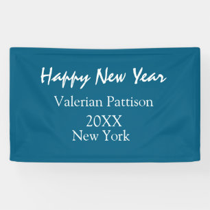Happy new year blue name place year boho simple banner