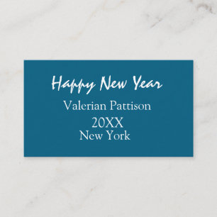 Happy new year blue name place year boho simple business card