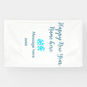 Happy New Year blue snowflakes modern rusticsimple Banner