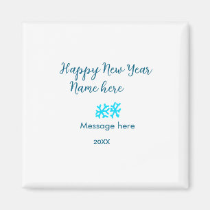Happy New Year blue snowflakes modern rusticsimple Magnet