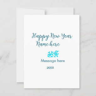 Happy New Year blue snowflakes modern rusticsimple Postcard
