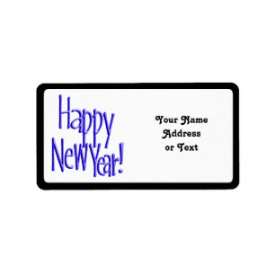 Happy New Year - Blue Text  Label
