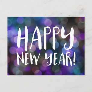 happy new year bokeh holiday postcard