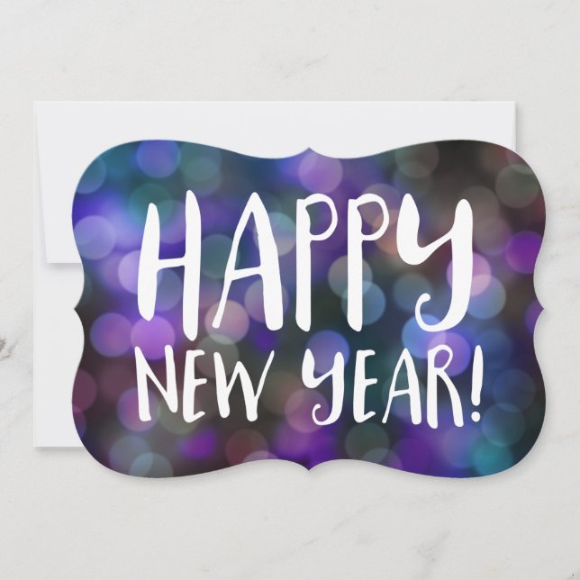 happy new year bokeh invitation (Front)
