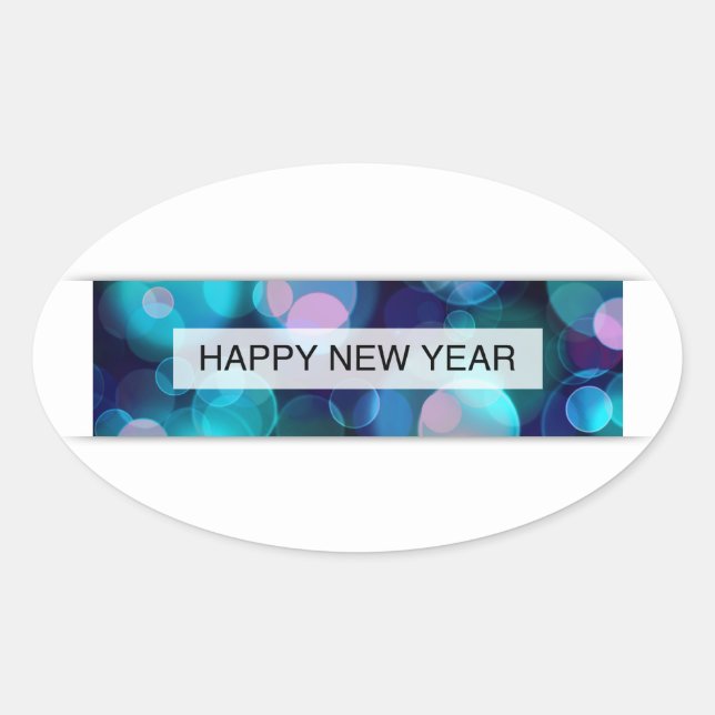 happy new year (bokeh) oval sticker (Front)