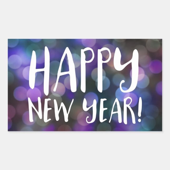 happy new year bokeh rectangular sticker (Front)