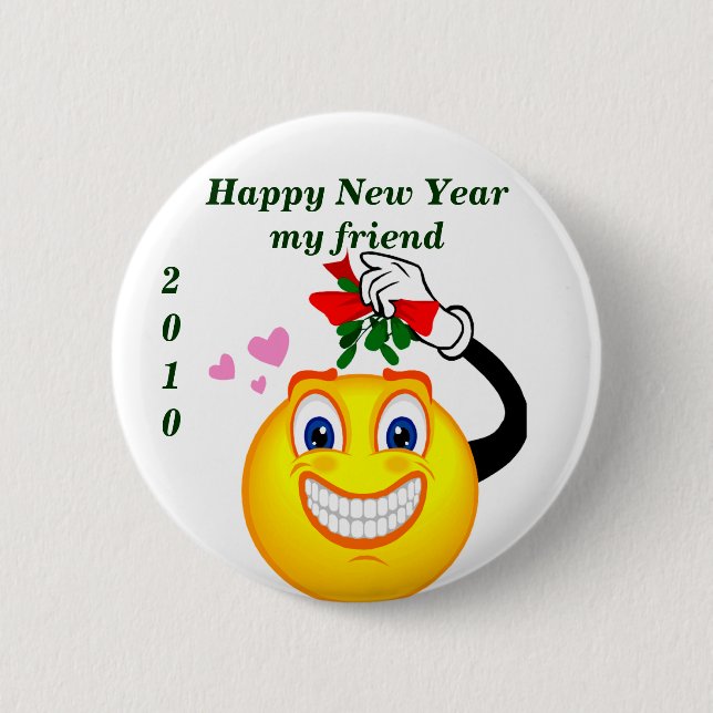 Happy New Year_Button 6 Cm Round Badge (Front)