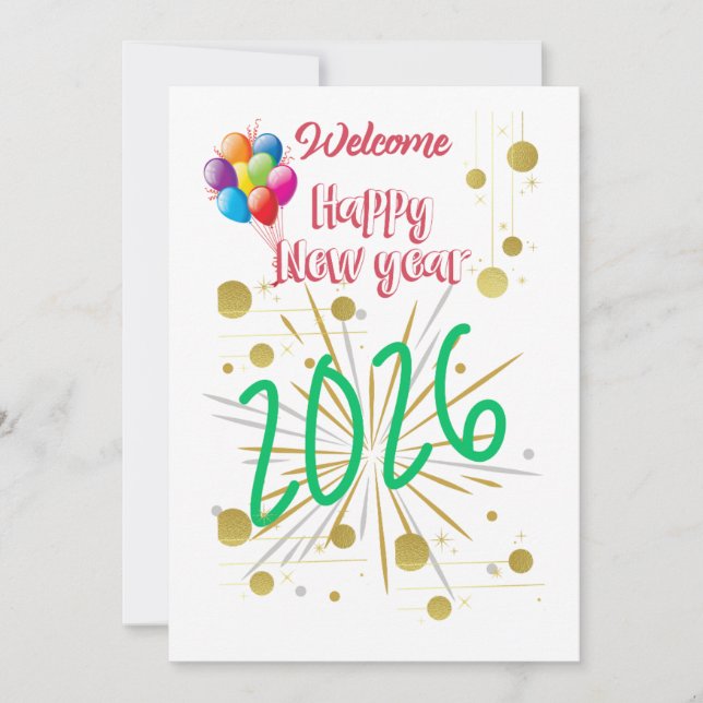 Happy New year Card 2026 Simple and Beautiful  (Front)