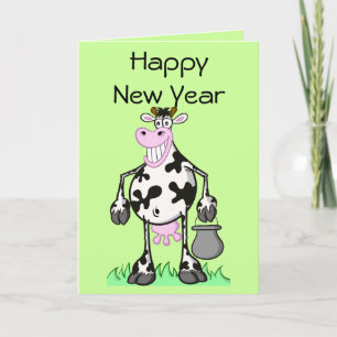 Happy new year cards "cartoon" cow