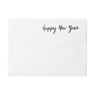 Happy New Year Casual Black Handwritten Script Wrap Around Label