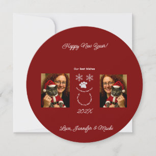 Happy New Year, Cat And Owner Photo Card