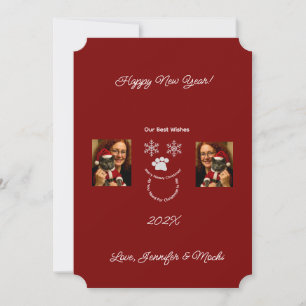 Happy New Year,  Cat And Owner Photo Card