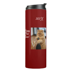Happy New Year Cat Thermal Tumbler