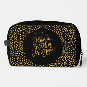 Happy New Year Celebrate,Gold Pixels  Dopp Kit