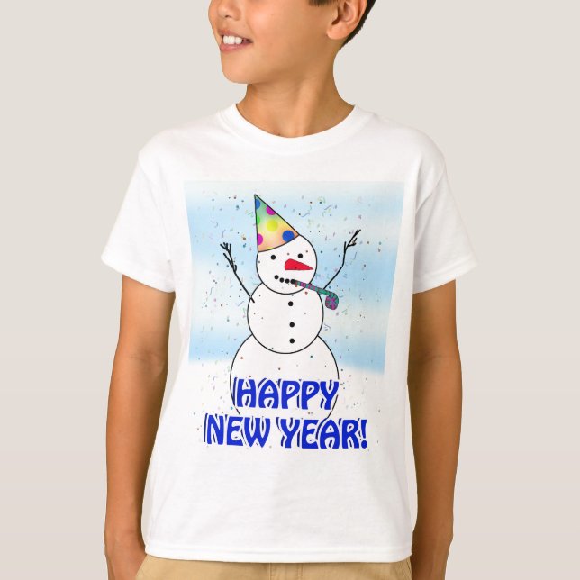 HAPPY NEW YEAR! Celebrating Snowman T-Shirt (Front)