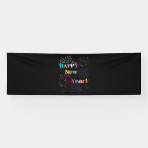 Happy New Year Celebration 2.5x8 Vinyl Banner