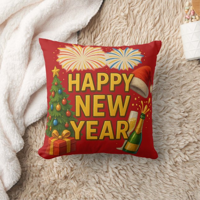 Happy New Year Celebration Sticker  Cushion (Blanket)